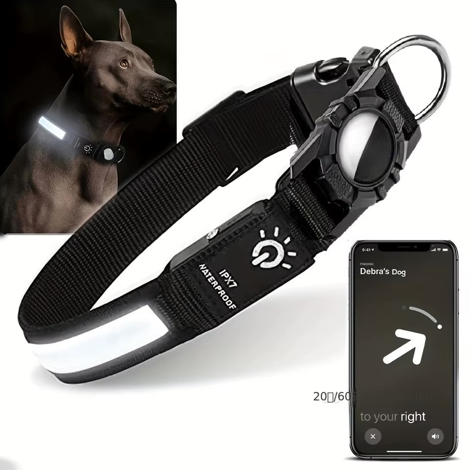 PawFlex AirTag LED Dog Collar - Waterproof Night Safety Collar