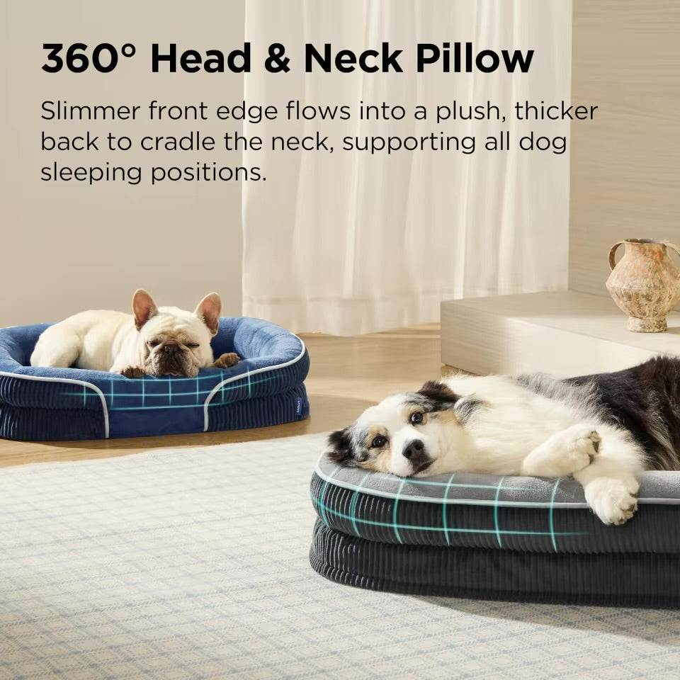 PawFlex Orthopedic Oval Dog Bed - Waterproof Washable Cover