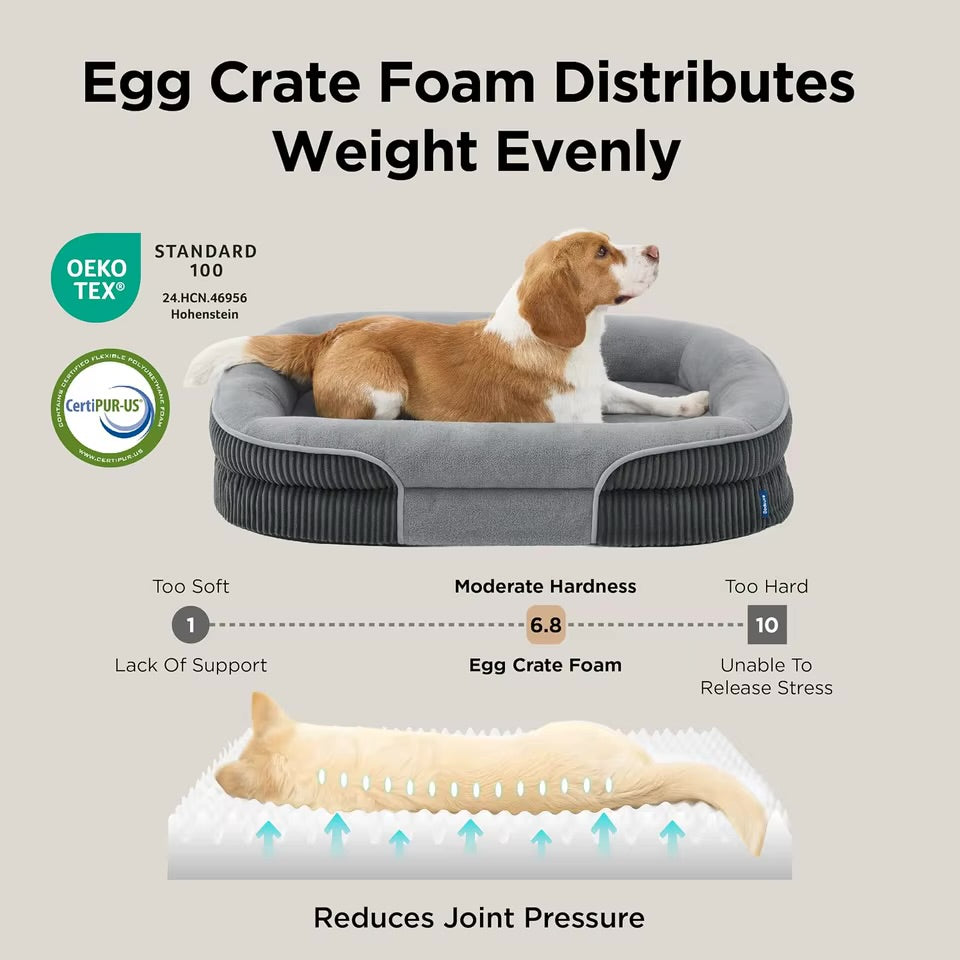 PawFlex Orthopedic Oval Dog Bed - Waterproof Washable Cover