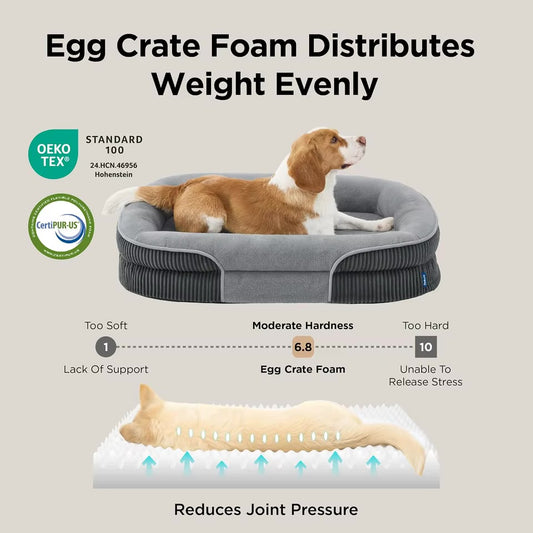 PawFlex Orthopedic Oval Dog Bed - Waterproof Washable Cover