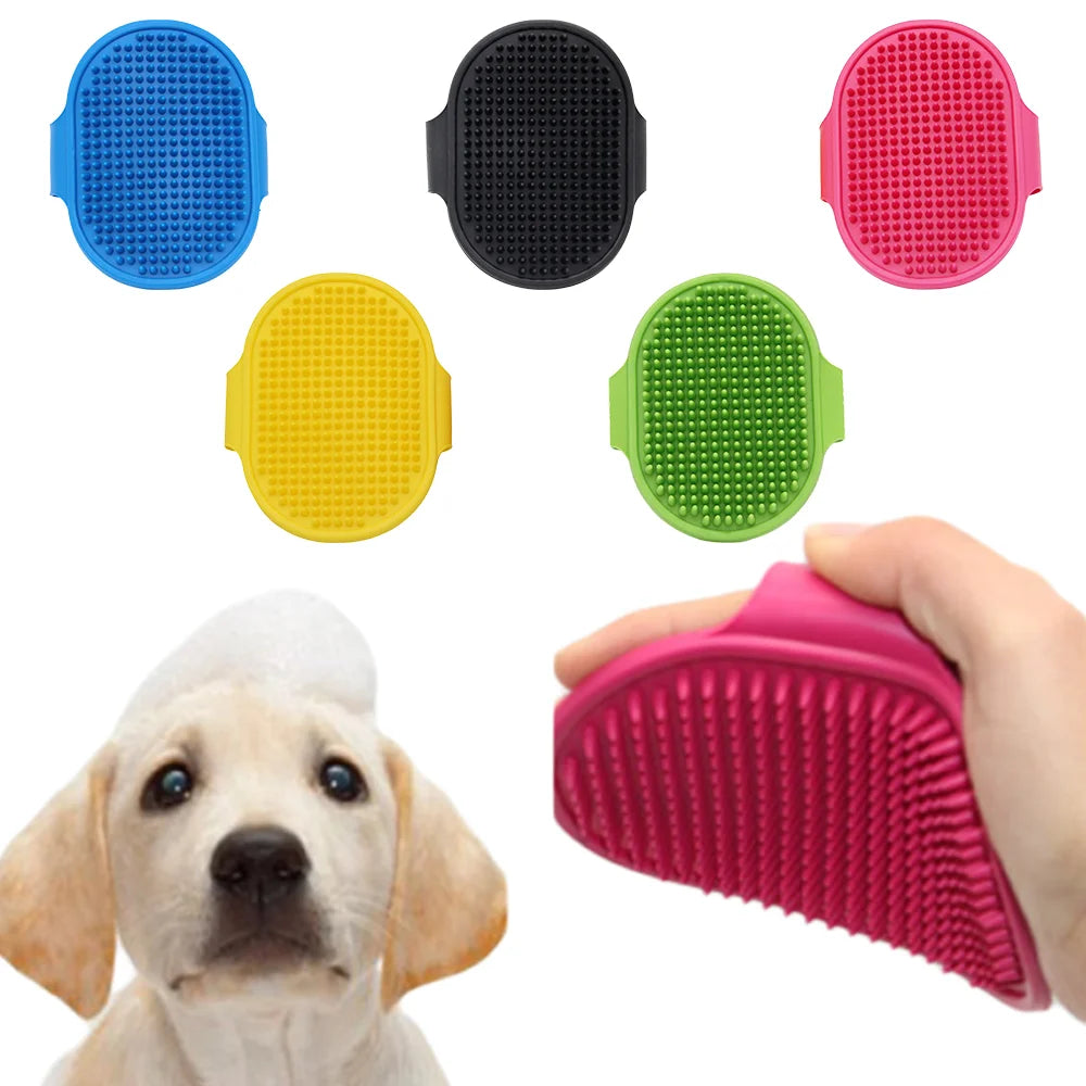 Pet Grooming Brush for Bath Massage, Silicone Bristle Deshedding Tool with Ergonomic Handle for Cats Dogs, 1PC