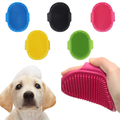 Pet Grooming Brush for Bath Massage, Silicone Bristle Deshedding Tool with Ergonomic Handle for Cats Dogs, 1PC