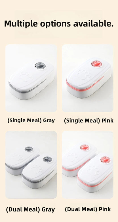 Pet Automatic Feeder Timed Quantification Separate Bowls for Dry Wet Feeding Easy to Clean Short-distance Travel Home Use