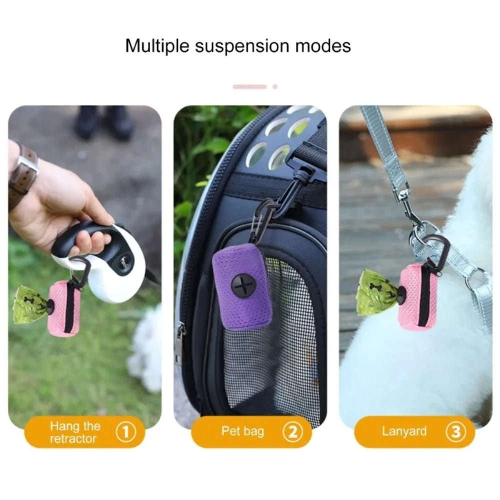 Dog Poop Bag Dispenser Portable Holder, Leash Attach Pet Waste Bag Container, Durable Outdoor Walking Travel Pet Supply