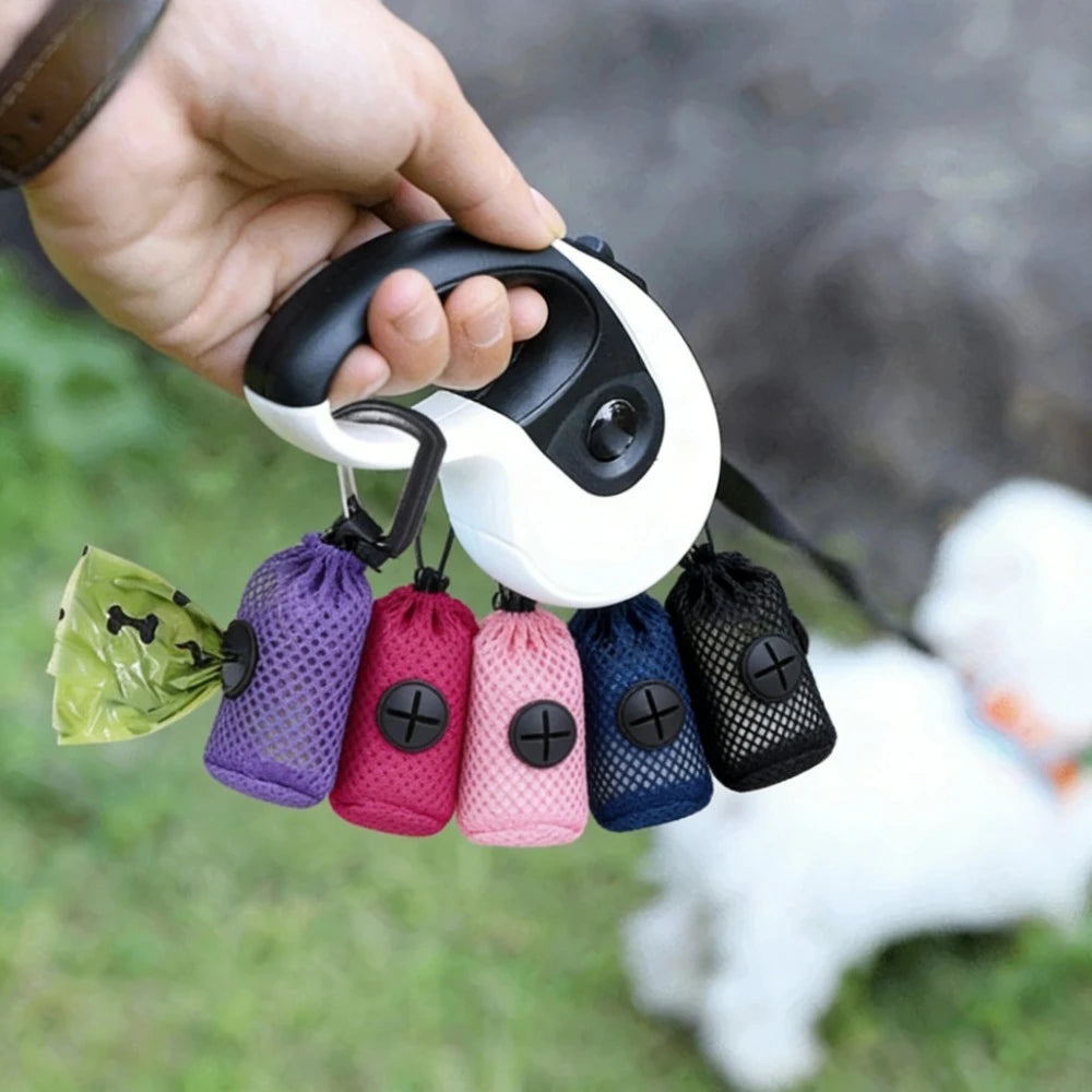 Dog Poop Bag Dispenser Portable Holder, Leash Attach Pet Waste Bag Container, Durable Outdoor Walking Travel Pet Supply