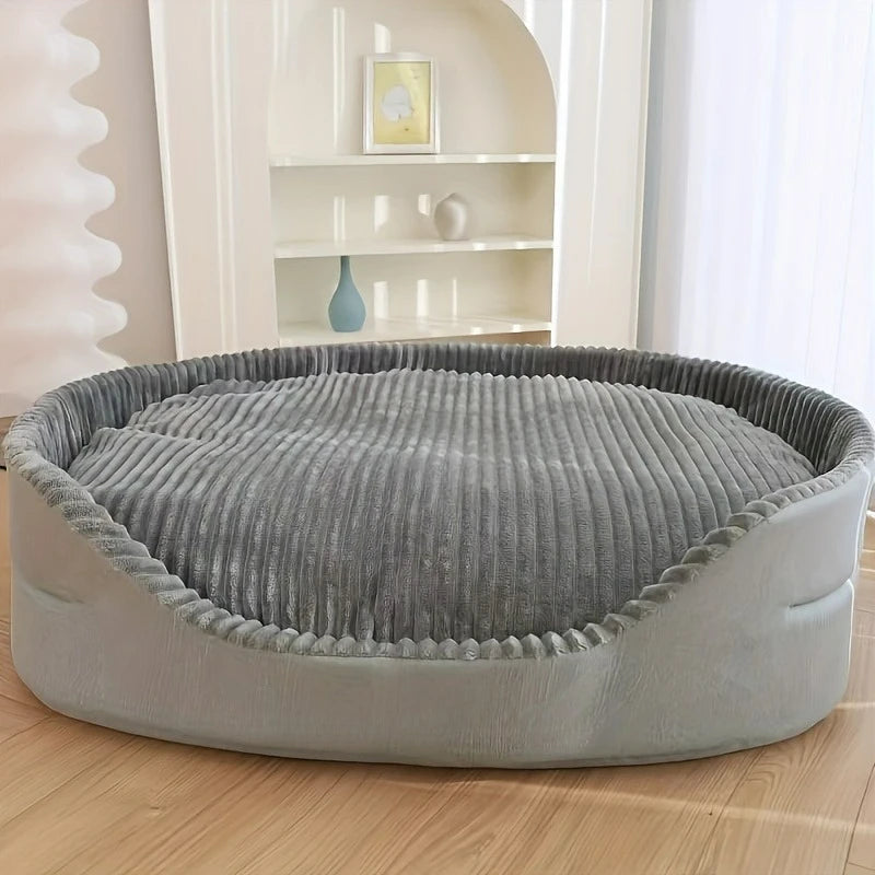 Deluxe Oval Dog Bed - Double-Sided Washable Pet Bed with Non-Slip Base, Removable Mat for All-Season Comfort, Suitable