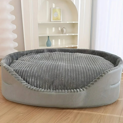 Deluxe Oval Dog Bed - Double-Sided Washable Pet Bed with Non-Slip Base, Removable Mat for All-Season Comfort, Suitable