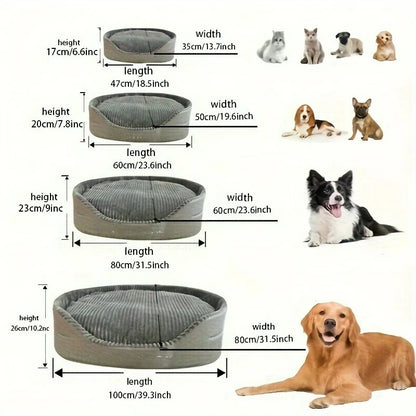Deluxe Oval Dog Bed - Double-Sided Washable Pet Bed with Non-Slip Base, Removable Mat for All-Season Comfort, Suitable