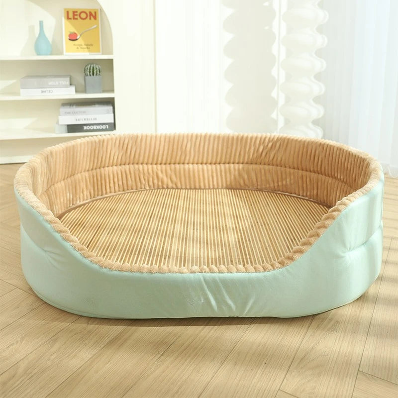 Deluxe Oval Dog Bed - Double-Sided Washable Pet Bed with Non-Slip Base, Removable Mat for All-Season Comfort, Suitable