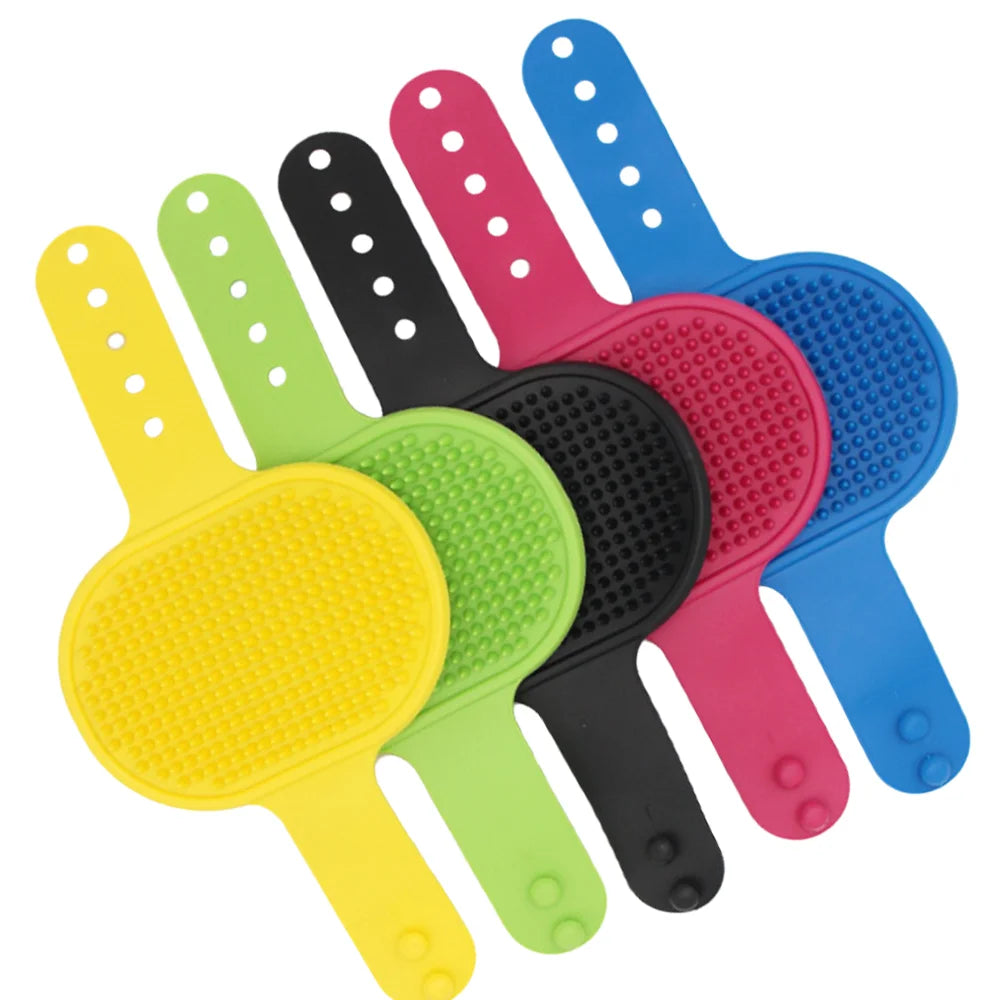 Pet Grooming Brush for Bath Massage, Silicone Bristle Deshedding Tool with Ergonomic Handle for Cats Dogs, 1PC