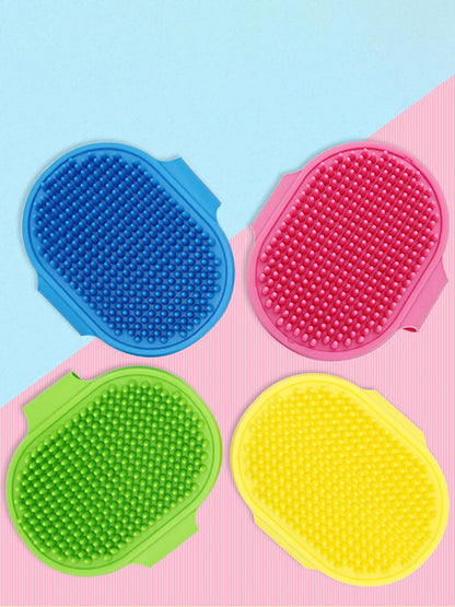 Pet Grooming Brush for Bath Massage, Silicone Bristle Deshedding Tool with Ergonomic Handle for Cats Dogs, 1PC