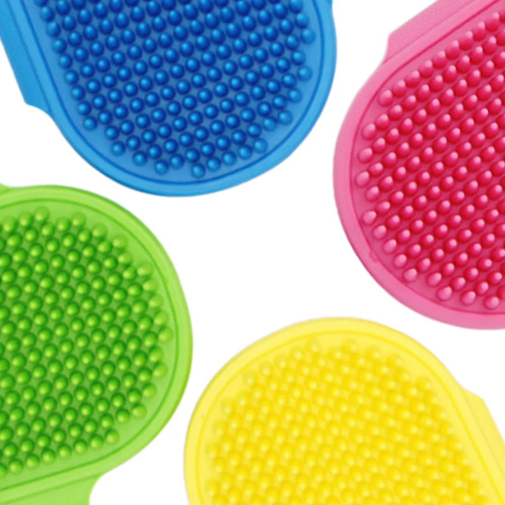 Pet Grooming Brush for Bath Massage, Silicone Bristle Deshedding Tool with Ergonomic Handle for Cats Dogs, 1PC