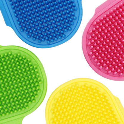 Pet Grooming Brush for Bath Massage, Silicone Bristle Deshedding Tool with Ergonomic Handle for Cats Dogs, 1PC