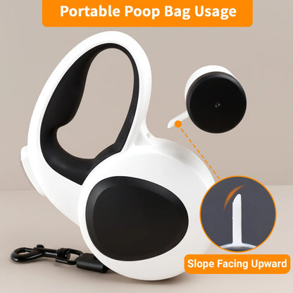 Retractable Dog Leash with USB Rechargeable LED Light, Heavy Duty Dog Lead, Poop Bag Holder, Steel Cable,16 ft