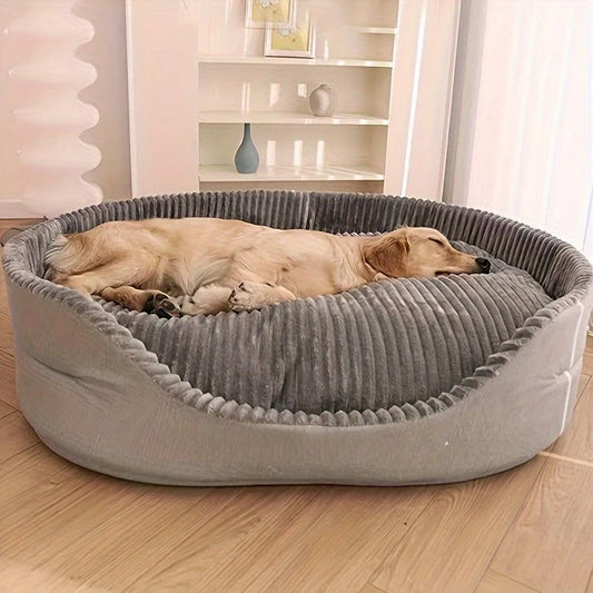 Deluxe Oval Dog Bed - Double-Sided Washable Pet Bed with Non-Slip Base, Removable Mat for All-Season Comfort, Suitable